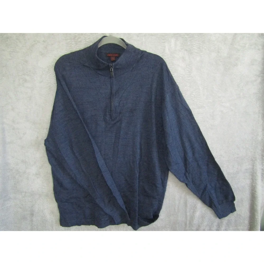 Linea Uomo Men's Blue 3XLT Quarter Zip Long Sleeve Sweater Fisherman Coastal